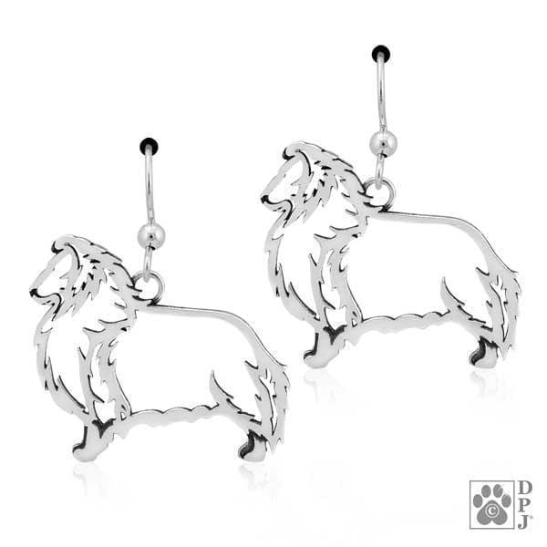 Silver Earrings Sterling Silver Earrings:  Sheltie Shetland Sheepdog Earrings On French Wires JadeMoghul Inc.