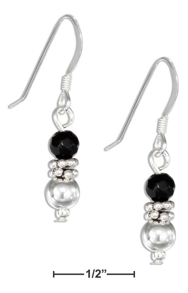 Silver Earrings Sterling Silver Earrings: Silver Ball And Faceted Simulated Onyx Bead Earrings JadeMoghul