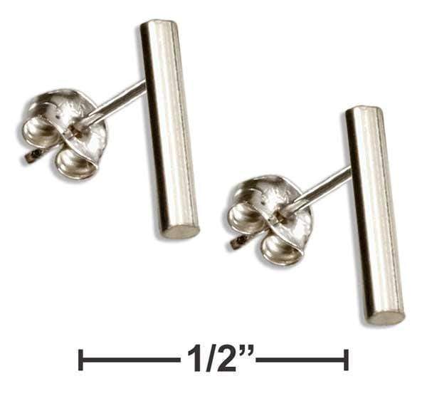 Sterling Silver Earrings:  Simple Round Bar Post Earrings