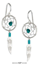 Silver Earrings Sterling Silver Earrings: Simulated Turquoise Dreamcatcher Earrings With Feather JadeMoghul