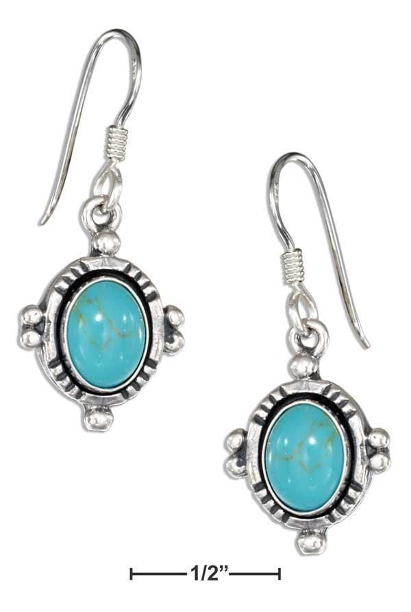 Silver Earrings Sterling Silver Earrings: Southwest Inspired Oval Simulated Turquoise Earrings JadeMoghul