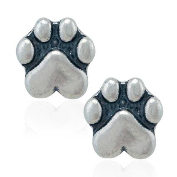 Silver Earrings Sterling Silver Earrings:  Speak To The Paw Dog Heart Paw Print Post Earrings JadeMoghul Inc.