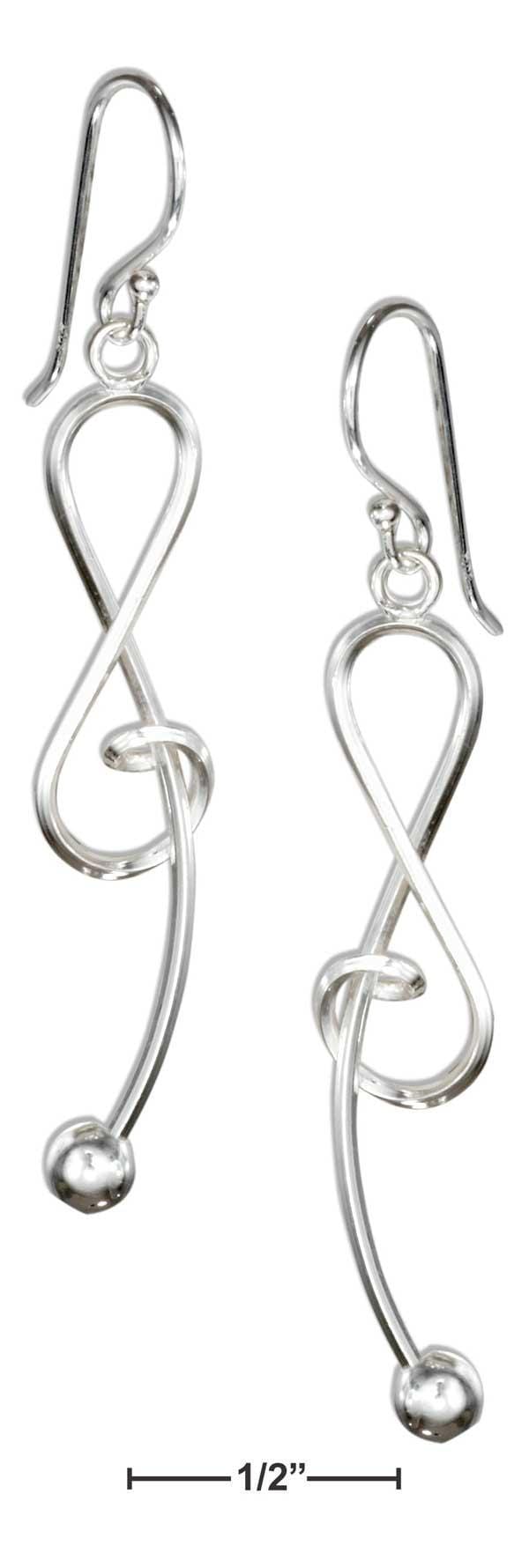 Silver Earrings Sterling Silver Earrings:  Square Wire Music G-Clef Earrings JadeMoghul Inc.