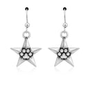 Silver Earrings Sterling Silver Earrings:  Super Star Power Star And Paw Print Dangle French Wire Earrings JadeMoghul Inc.