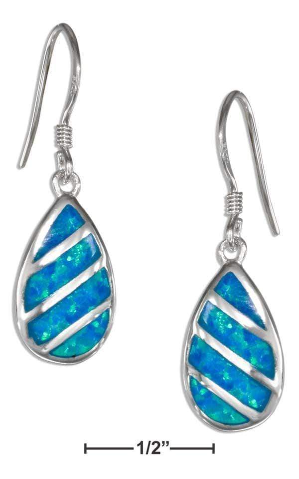 Silver Earrings Sterling Silver Earrings: Synthetic Blue Opal Teardrop Earrings On French Wires JadeMoghul