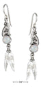 Silver Earrings Sterling Silver Earrings: Synthetic Opal Howling Wolf With Feathers Earrings JadeMoghul