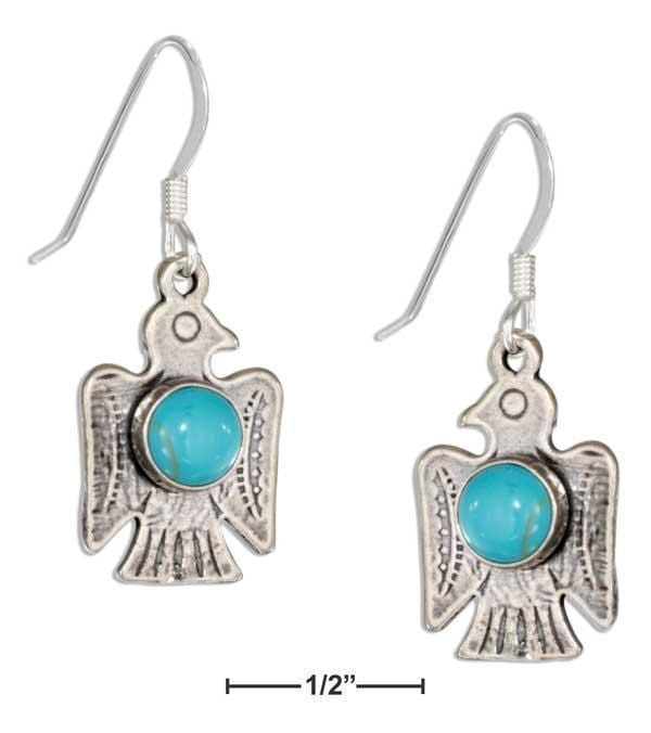 Silver Earrings Sterling Silver Earrings: Thunderbird Earrings With Simulated Turquoise Stone JadeMoghul