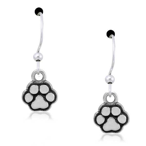 Silver Earrings Sterling Silver Earrings:  Tiny Tot Paws Dainty Dog Paw Print Dangle Earrings JadeMoghul Inc.