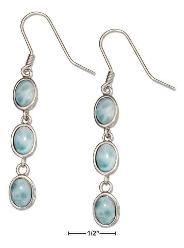 Silver Earrings Sterling Silver Earrings:  Triple Oval Link Larimar Earrings JadeMoghul Inc.