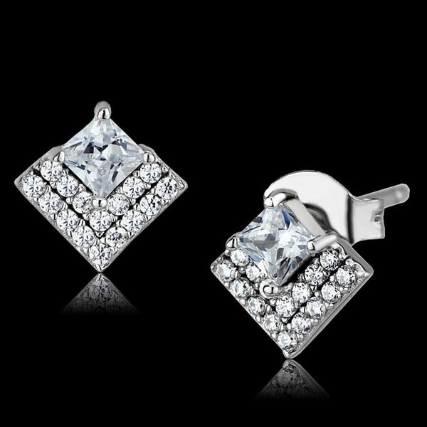 Sterling Silver Earrings TS493 Rhodium 925 Sterling Silver Earrings