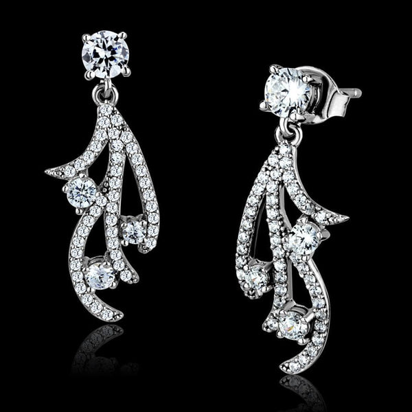 Sterling Silver Earrings TS495 Rhodium 925 Sterling Silver Earrings