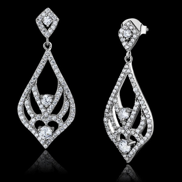 Sterling Silver Earrings TS497 Rhodium 925 Sterling Silver Earrings