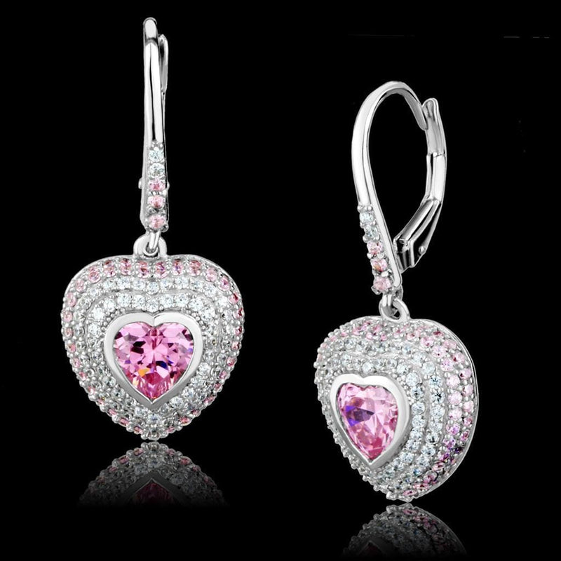 Silver Earrings Sterling Silver Earrings TS505 Rhodium 925 Sterling Silver Earrings with CZ Alamode Fashion Jewelry Outlet