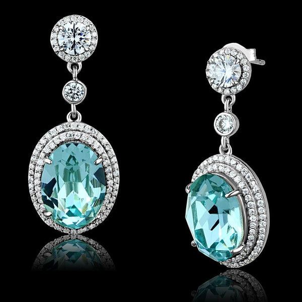 Sterling Silver Earrings TS508 Rhodium 925 Sterling Silver Earrings with Crystal