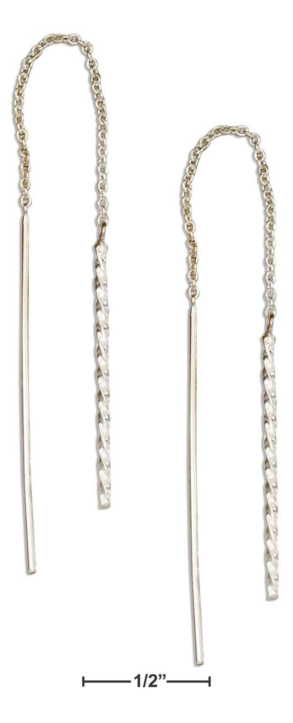 Silver Earrings Sterling Silver Earrings:  Twisted Bar Ear Thread Earrings JadeMoghul Inc.