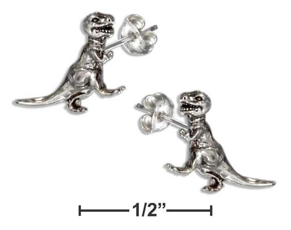 Silver Earrings Sterling Silver Earrings:  Tyrannosaurus Rex Dinosaur Earrings Stainless Steel Post-nuts JadeMoghul