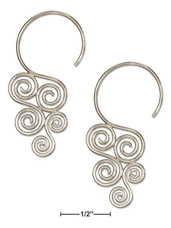 Silver Earrings Sterling Silver Earrings:  Wire Cascading Swirls Earrings JadeMoghul Inc.