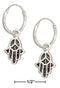 Silver Earrings Sterling Silver Earrings:  Wire Hoop Earrings With Hamsa Hand Of God JadeMoghul Inc.