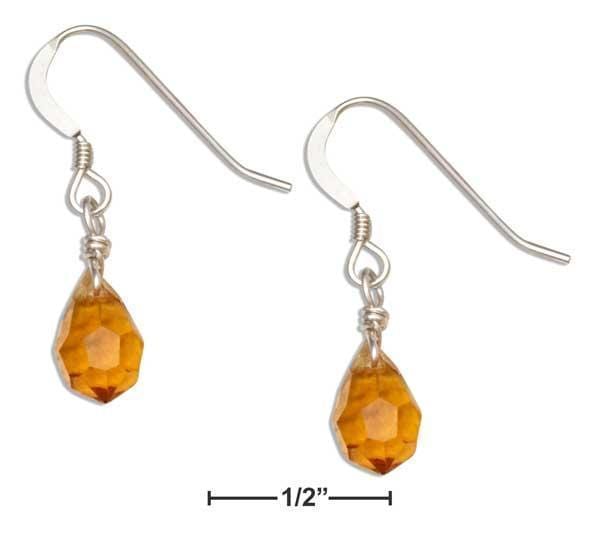 Silver Earrings Sterling Silver Earrings:  Yellow Orange November Birthstone Facet Pear Crystal Dangle Earring JadeMoghul Inc.