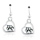 Silver Earrings Sterling Silver Earrings:  You Walked Into My Heart Dog Paw Print Dangle Earrings JadeMoghul Inc.