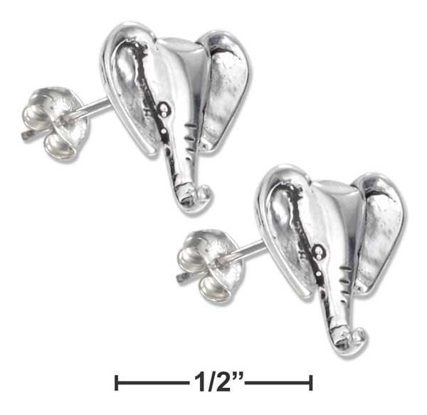 Silver Earrings Sterling Silver Elephant Head Post Earrings On Stainless Steel Posts And Nuts JadeMoghul Inc.