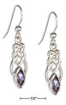 Silver Earrings Sterling Silver Elongated Celtic Knot Earrings With Amethyst JadeMoghul Inc.