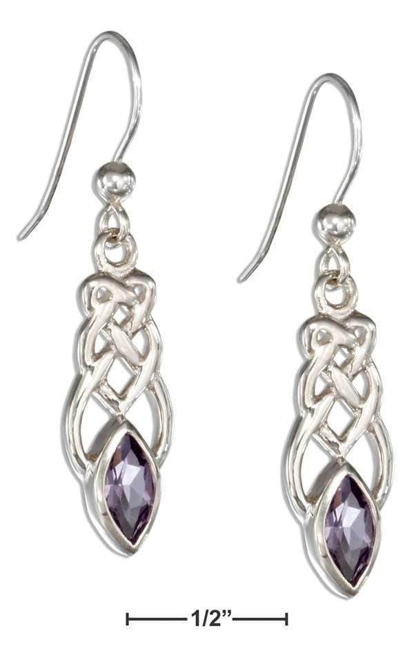 Silver Earrings Sterling Silver Elongated Celtic Knot Earrings With Amethyst JadeMoghul Inc.