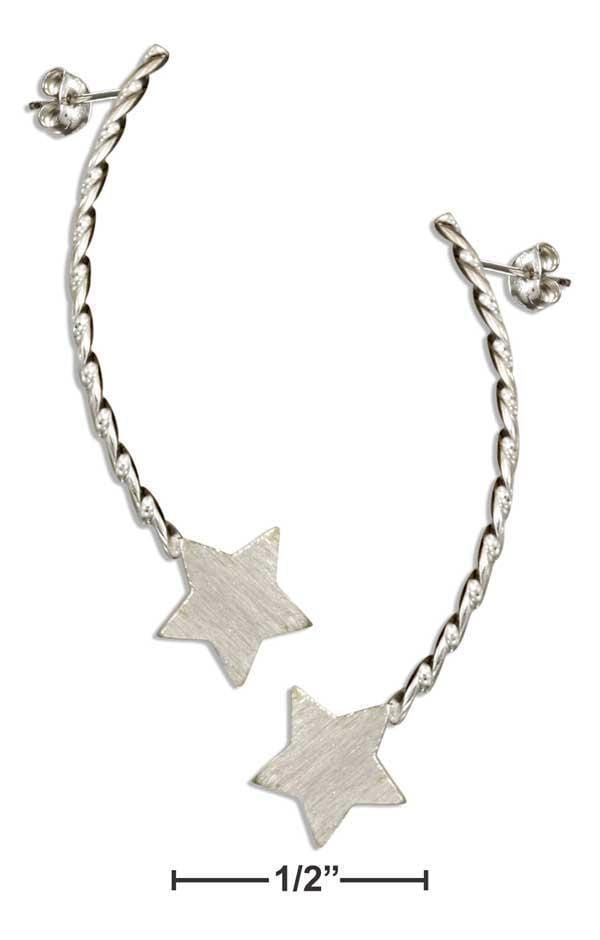 Silver Earrings Sterling Silver Falling Star Earrings On Curved Bar JadeMoghul Inc.