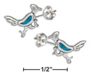 Silver Earrings Sterling Silver Faux Turquoise Road Runner Earrings On Stainless Steel Posts JadeMoghul Inc.