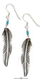 Silver Earrings Sterling Silver Feather Earrings With Reconstituted Turquoise Heishi Bead JadeMoghul