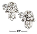 Silver Earrings Sterling Silver Filigree Hamsa Hand Of God Earrings JadeMoghul Inc.