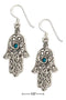 Silver Earrings Sterling Silver Filigree Hand Of God Hamsa Earrings With Simulated Blue Stone JadeMoghul