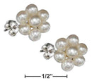 Silver Earrings Sterling Silver Flower Cluster White Freshwater Cultured Pearl Earrings JadeMoghul Inc.