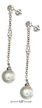 Silver Earrings Sterling Silver Flower Cubic Zirconia And Cultured Pearl Post Drop Earrings JadeMoghul