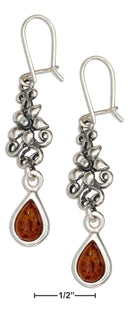 Silver Earrings Sterling Silver Flower Earrings With Honey Baltic Amber Teardrop JadeMoghul