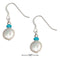 Silver Earrings Sterling Silver Freshwater Cultured Pearl Coin Earrings With Blue And Silver Beads JadeMoghul Inc.