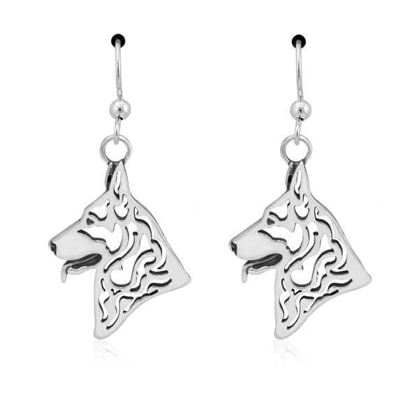 Silver Earrings Sterling Silver German Shepherd Head Earrings On French Wires JadeMoghul