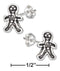 Silver Earrings Sterling Silver Gingerbread Man Earrings On Stainless Steel Posts And Nuts JadeMoghul Inc.