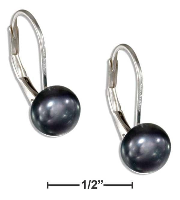 Silver Earrings Sterling Silver Gray Button Freshwater Cultured Pearl Earrings On Leverbacks JadeMoghul Inc.