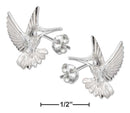 Silver Earrings Sterling Silver High Polish And Diamond Cut Hummingbird Post Earrings JadeMoghul Inc.