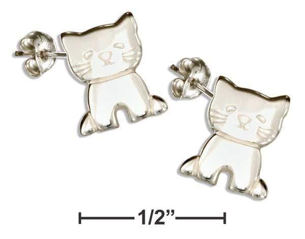 Silver Earrings Sterling Silver High Polish Kitten Cat Post Earrings JadeMoghul Inc.