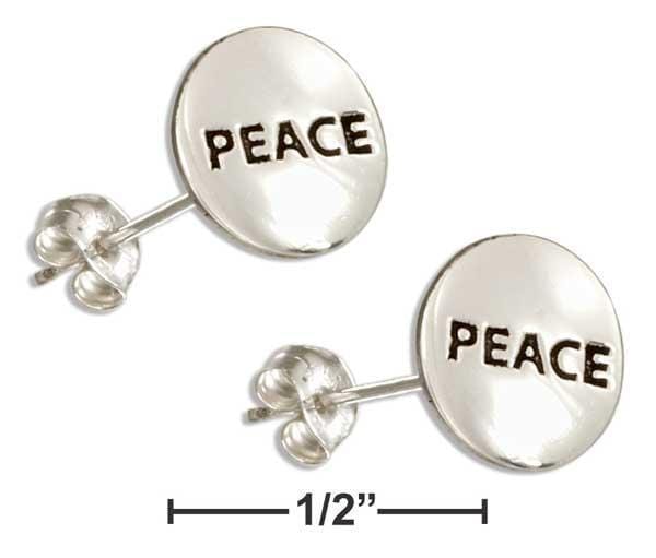 Silver Earrings Sterling Silver High Polish Round "Peace" Post Earrings JadeMoghul Inc.