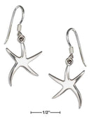 Silver Earrings Sterling Silver High Polish Starfish Earrings On French Wires JadeMoghul Inc.