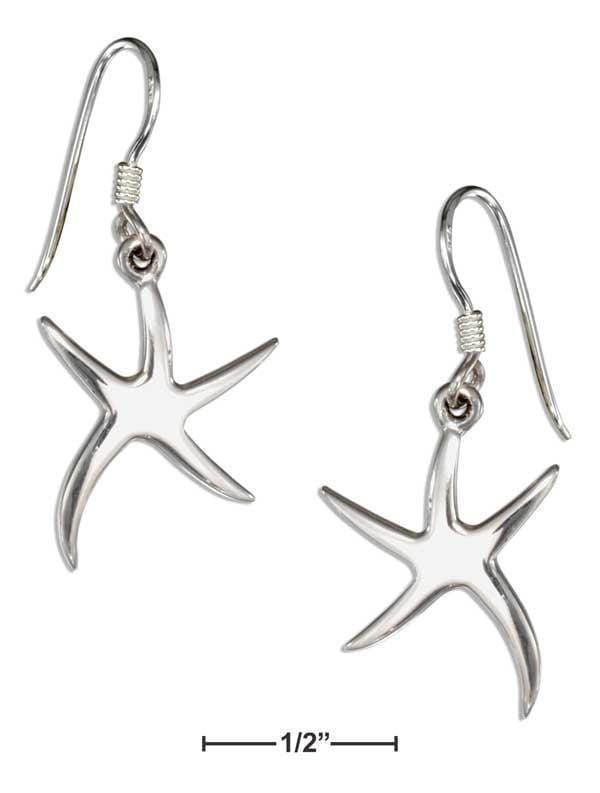 Silver Earrings Sterling Silver High Polish Starfish Earrings On French Wires JadeMoghul Inc.