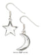 Silver Earrings Sterling Silver High Polished Puffed Moon And Star Earrings JadeMoghul Inc.