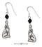 Silver Earrings Sterling Silver Howling Wolf Earrings With Black Swarovski Crystal JadeMoghul Inc.