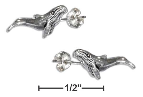 Silver Earrings STERLING SILVER HUMPBACK WHALE EARRINGS ON STAINLESS STEEL POSTS AND NUTS JadeMoghul