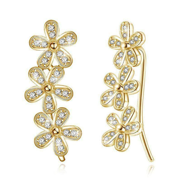 Silver Earrings Sterling Silver Jewelry Women Flower Shape Zircon Earrings TIY