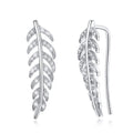 Silver Earrings Sterling Silver Jewelry Women Leaf Shape Zircon Earrings TIY