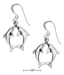 Silver Earrings Sterling Silver Kissing Dolphin Earrings On French Wires JadeMoghul Inc.